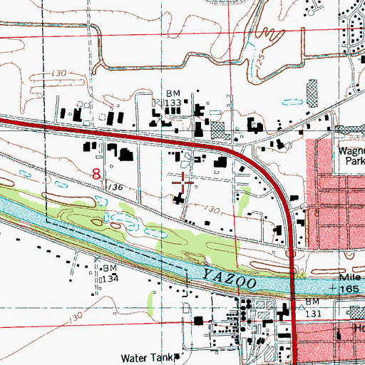 Topographic Map of Greenwood Fire Department Station 3, MS