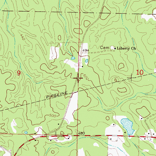 Topographic Map of Betheden Volunteer Fire Department, MS