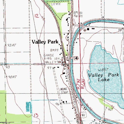 Topographic Map of Valley Park Fire Department, MS