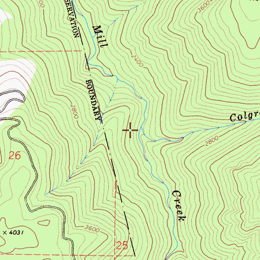 Topographic Map of Colgrove Branch, CA