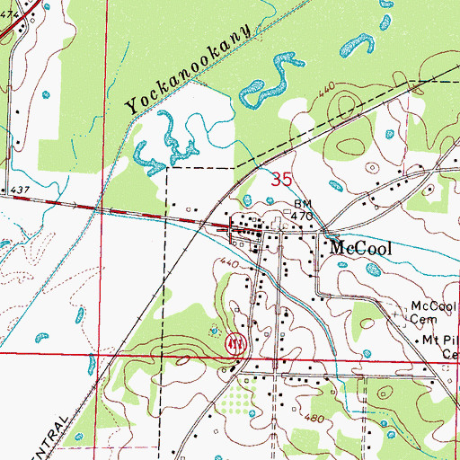 Topographic Map of McCool Fire Department, MS