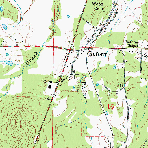 Topographic Map of Reform Volunteer Fire Department, MS