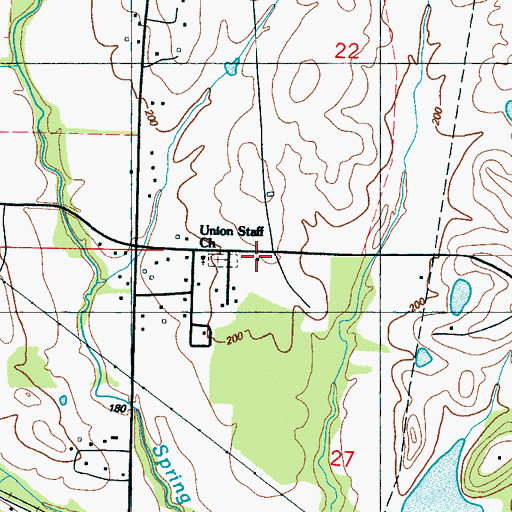 Topographic Map of Clay County Volunteer Fire Department Unit 700 Southeast, MS