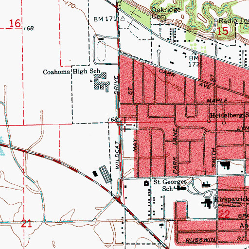 Topographic Map of Clarksdale Fire Department Station 4, MS