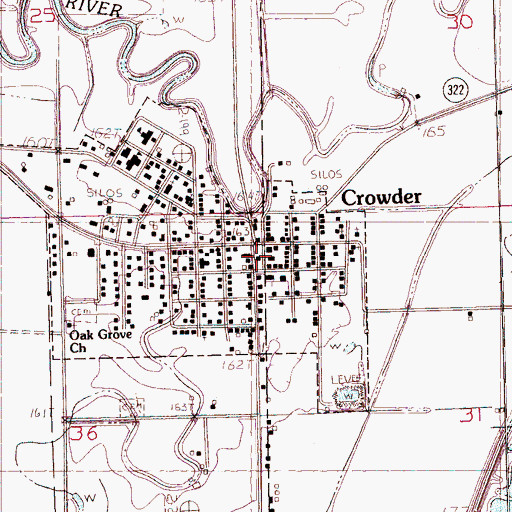 Topographic Map of Crowder Fire Department, MS