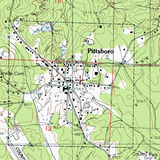 Topographic Map of Pittsboro Fire Department, MS