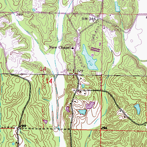 Topographic Map of Evergreen - Carolina Volunteer Fire Department Station 302, MS