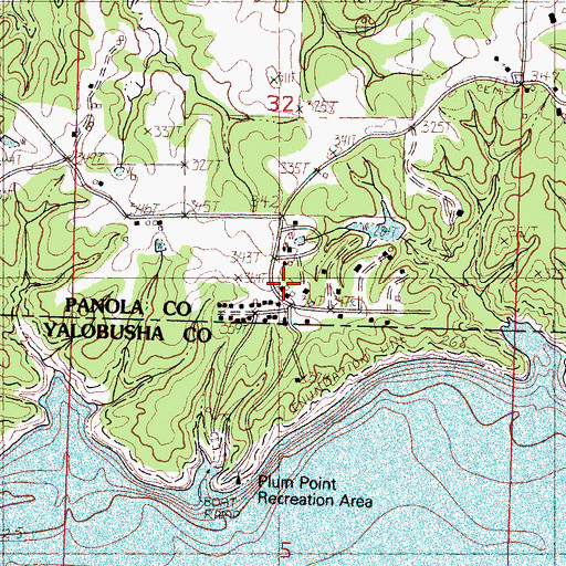 Topographic Map of Bynum Fire Department District 9 Station 3, MS