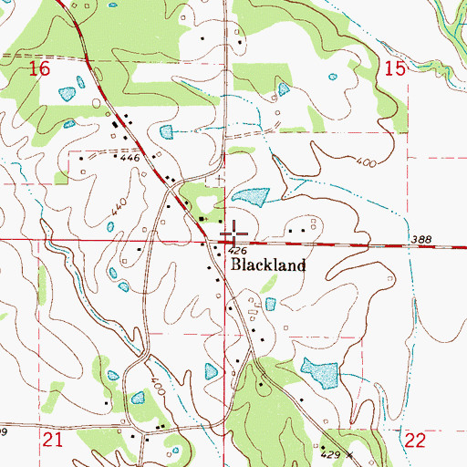Topographic Map of Blackland Volunteer Fire Department, MS