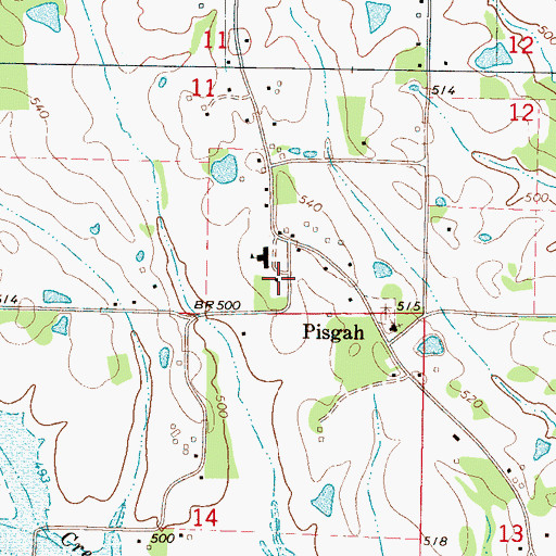 Topographic Map of Pisgah Community Volunteer Fire Department, MS