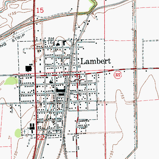 Topographic Map of Lambert Volunteer Fire Department Station 2, MS