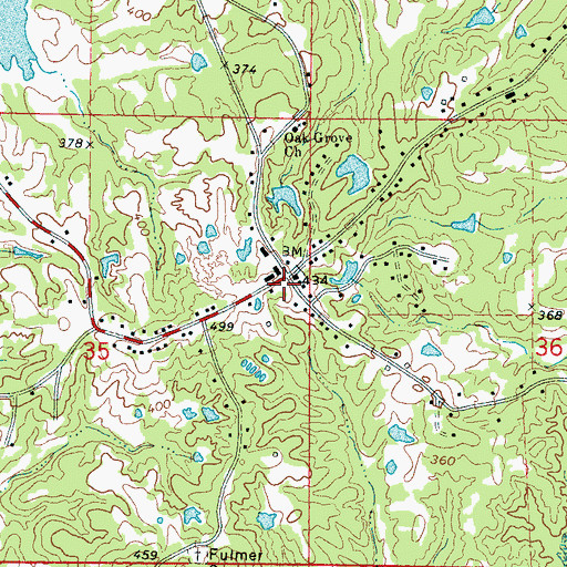 Topographic Map of Lafayette County Volunteer Fire Department Station 1, MS