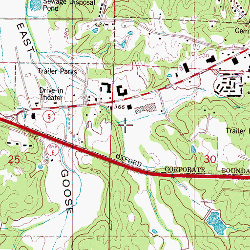 Topographic Map of Oxford Fire Department Station 4, MS