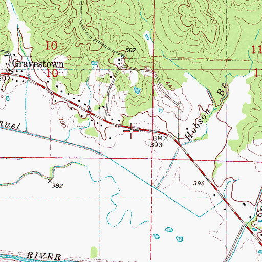 Topographic Map of Gravestown Volunteer Fire Department, MS