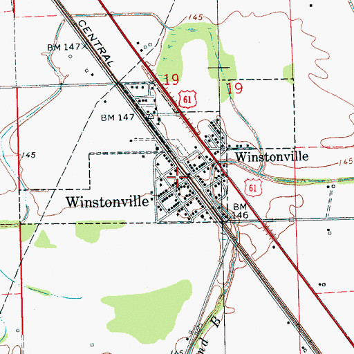Topographic Map of Winstonville Volunteer Fire Department, MS