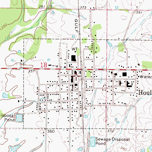 Topographic Map of Houlka Volunteer Fire Department, MS