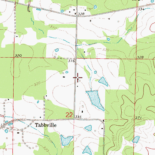 Topographic Map of Rhodes Chapel Volunteer Fire Department Station 1, MS