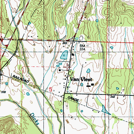 Topographic Map of Van Vleet Volunteer Fire Department, MS