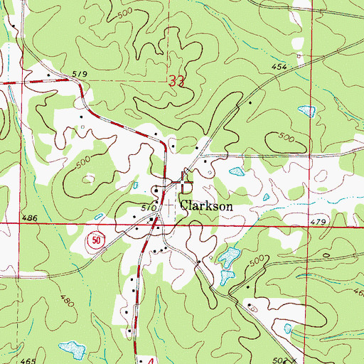 Topographic Map of Clarkson - Fame Volunteer Fire Department, MS