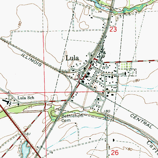 Topographic Map of Coahoma County Volunteer Fire Department Lula, MS