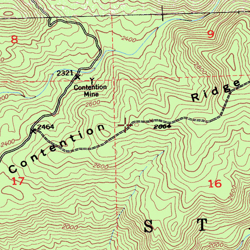Topographic Map of Contention Ridge, CA