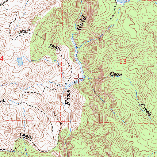 Topographic Map of Coon Creek, CA