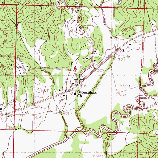 Topographic Map of Otoucalofa Volunteer Fire Department, MS