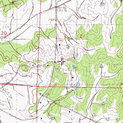 Topographic Map of Sylva Rena Volunteer Fire Department, MS