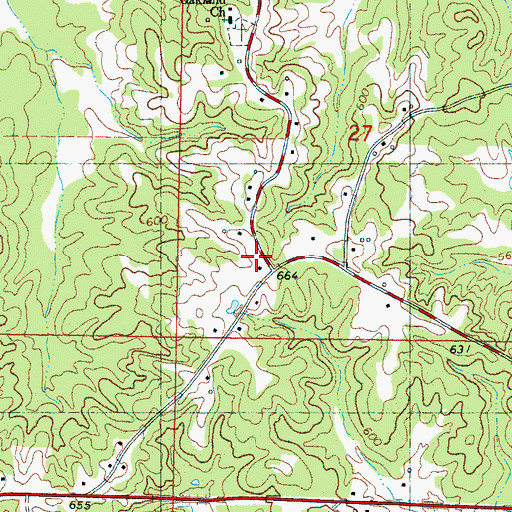 Topographic Map of Three Forks Volunteer Fire Department, MS