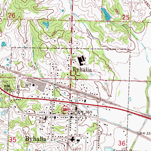 Topographic Map of Byhalia Volunteer Fire Department Station 2, MS