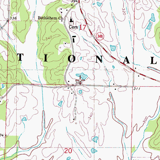 Topographic Map of Potts Camp Volunteer Fire Department Bethlehem Substation, MS