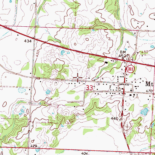 Topographic Map of Slayden - Mount Pleasent Volunteer Fire Department, MS