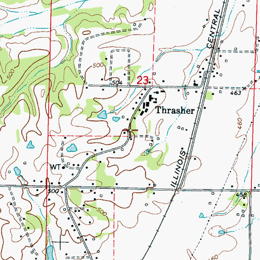 Topographic Map of Thrasher Volunteer Fire Department, MS