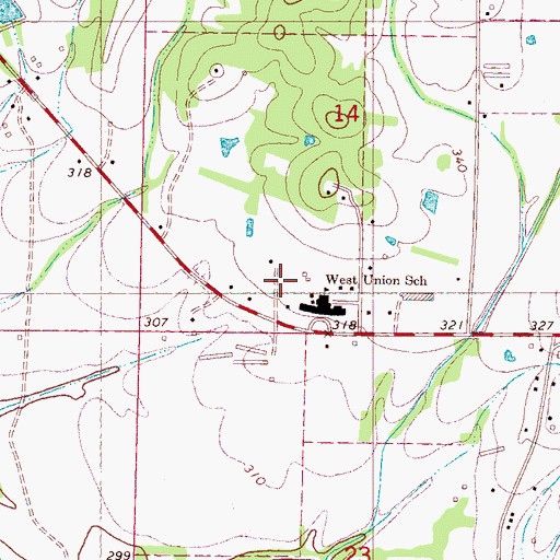 Topographic Map of West Union Volunteer Fire Department, MS