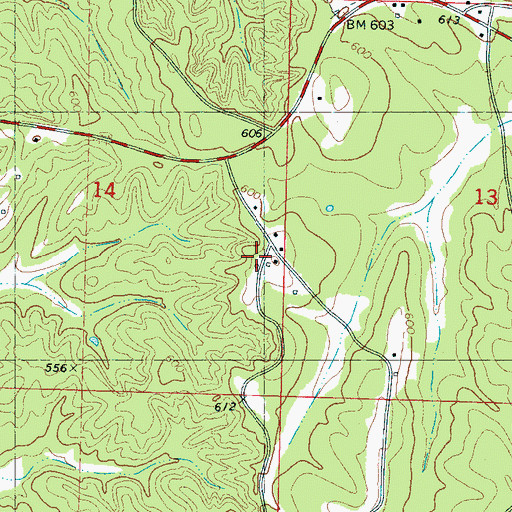 Topographic Map of Northeast Union Rural Fire Department Station 1 Headquarters, MS