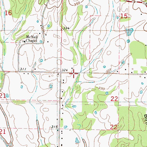 Topographic Map of Birmingham Ridge Volunteer Fire Department, MS