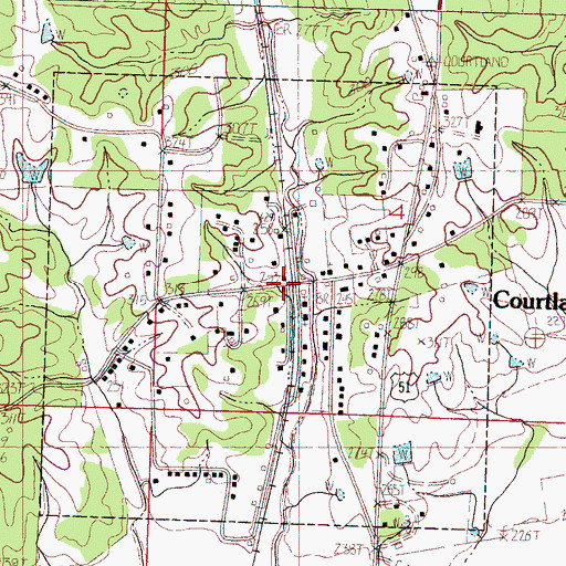 Topographic Map of Courtland Volunteer Fire Department, MS
