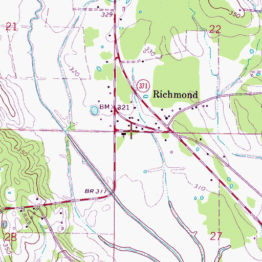 Topographic Map of Richmond Fire Department, MS