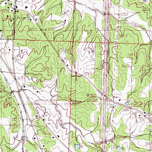 Topographic Map of Pope Volunteer Fire Department, MS
