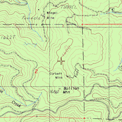 Topographic Map of Corbett Mine, CA