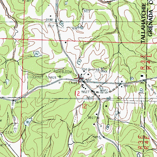 Topographic Map of Rosebloom Volunteer Fire Department, MS