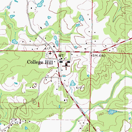 Topographic Map of Lafayette County Volunteer Fire Department Station 4, MS
