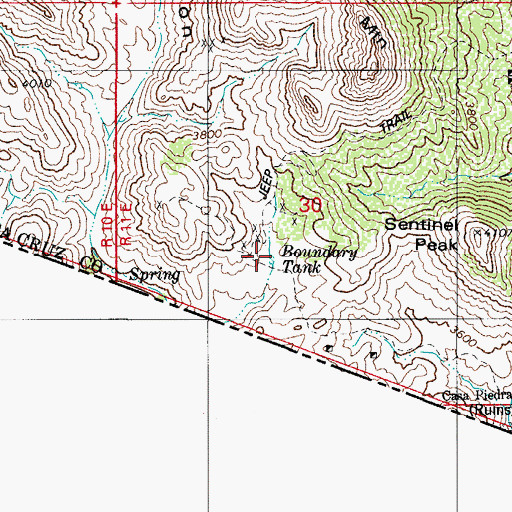 Topographic Map of Boundary Tank, AZ