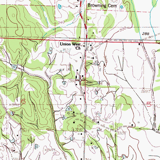 Topographic Map of Lafayette County Volunteer Fire Department Station 16, MS