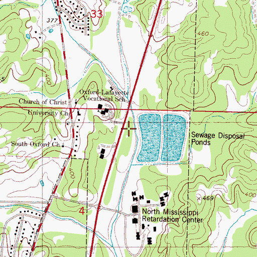 Topographic Map of Oxford Fire Department Station 3, MS