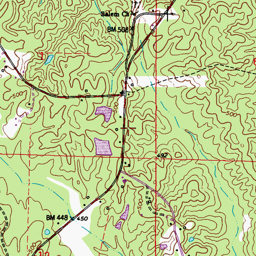 Topographic Map of Northeast Itawamba Volunteer Fire Department Rescue Station, MS