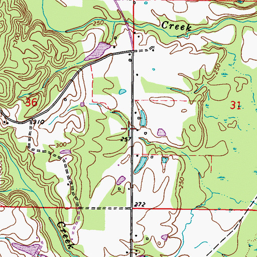 Topographic Map of Cardsville Volunteer Fire Department, MS