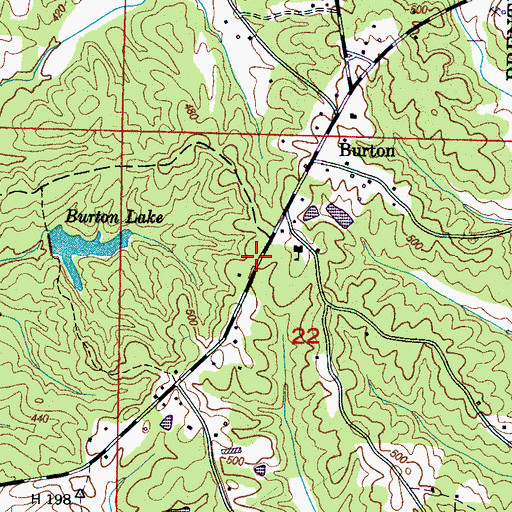 Topographic Map of Burton Volunteer Fire Department, MS