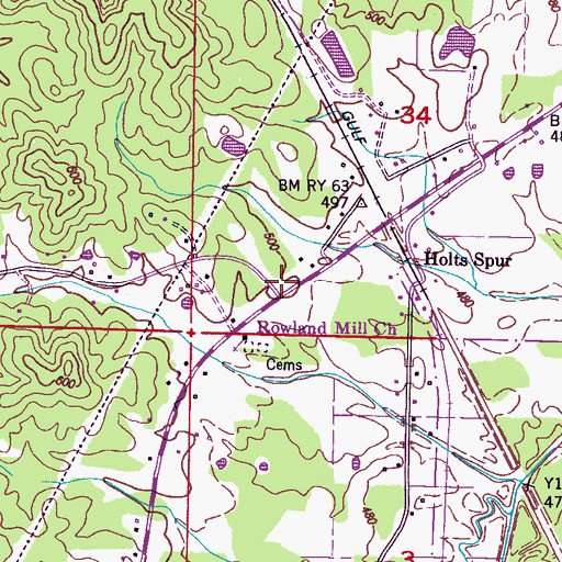 Topographic Map of Holtspur Volunteer Fire Department, MS
