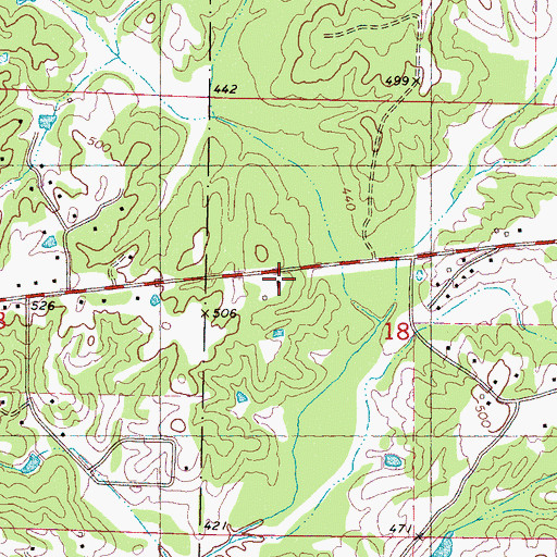 Topographic Map of Lafayette County Volunteer Fire Department Station 2, MS